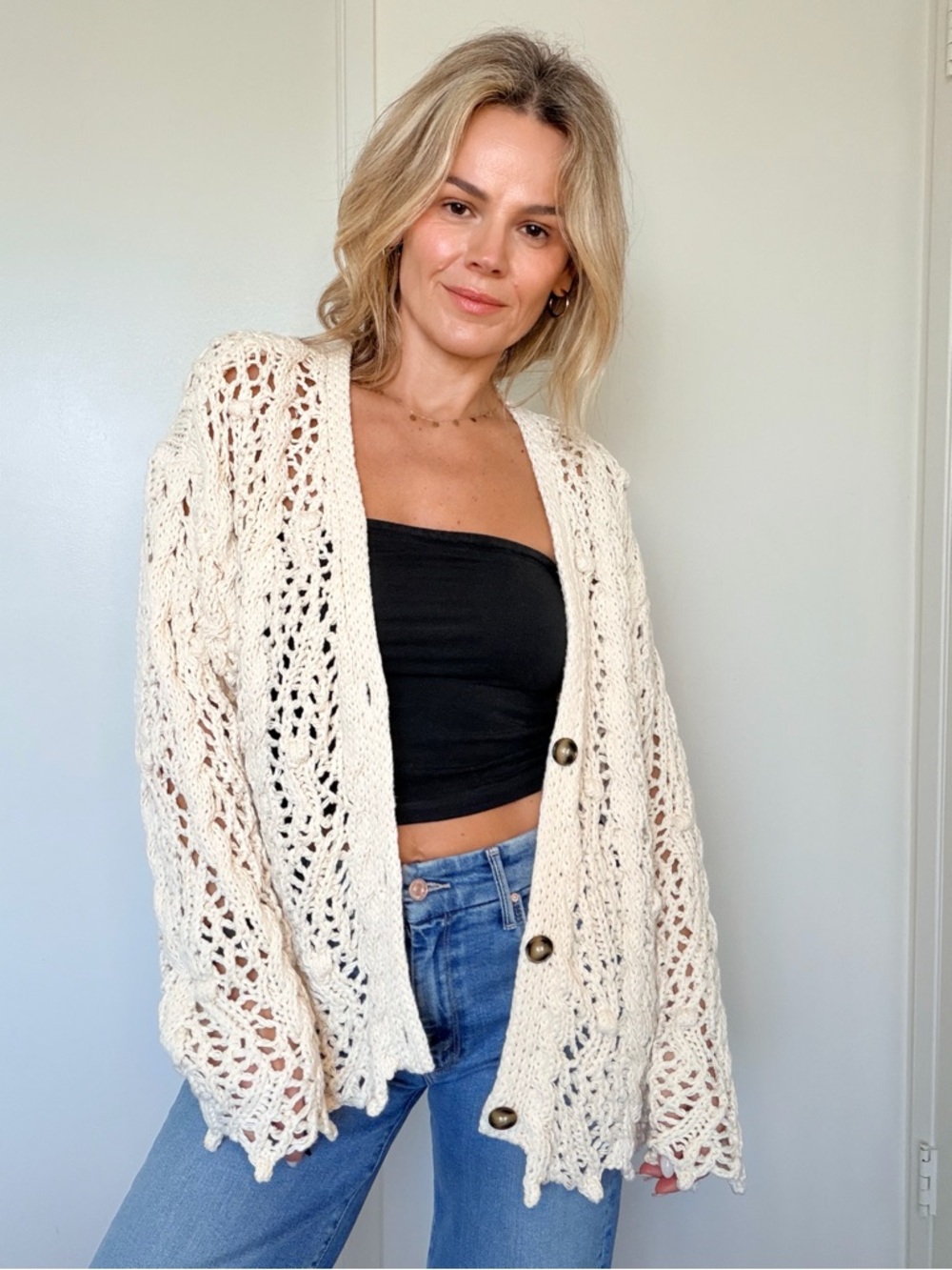 Zara Crochet Chunky Knit Cardigan - Picture 6 of 13